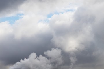 Dramatic gray clouds in the sky. Beautiful dark sky