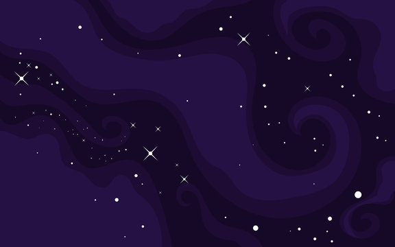 Vector space background . Cute flat style template with Stars in Outer space	