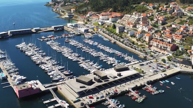 Port of Combarro in Pontevedra,Galicia, Spain. Aerial Video