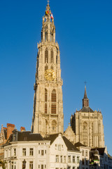 Fototapeta na wymiar Cathedral of Our Lady is a Roman Catholic cathedral in Antwerp, Belgium.