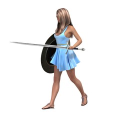 warrior woman character, 3D rendering, illustration