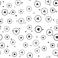 Black Play icon isolated seamless pattern on white background. Vector Illustration