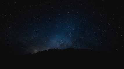 beautiful night sky with milky way between lot of star and meteor on february 2020