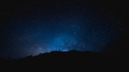 Fototapeta na wymiar beautiful night sky with milky way between lot of star and meteor on february 2020