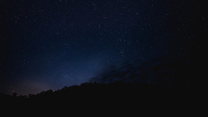 Fototapeta na wymiar beautiful night sky with milky way between lot of star and meteor on february 2020