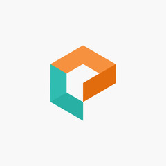 Obraz premium Abstract letter E logo design with arrow negative space concept. Creative minimalist logotype icon symbol. -VECTOR