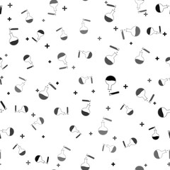 Black Test tube and flask - chemical laboratory test icon isolated seamless pattern on white background. Laboratory glassware sign. Vector Illustration