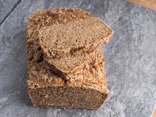 whole wheat bread on a gray stone