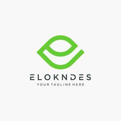 abstract Letter E logo design with leaf concept. natural beauty skincare logo vector.