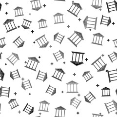 Black Bank building icon isolated seamless pattern on white background. Vector Illustration