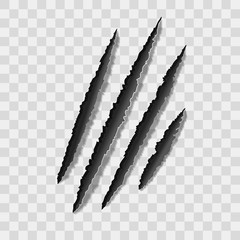 Realistic 3d Detailed Claw Marks or Scratches Set. Vector - obrazy, fototapety, plakaty