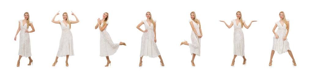 Naklejka premium Woman in dress in fashion dress isolated on white