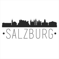 Salzburg Austria. City Skyline. Silhouette City. Design Vector. Famous Monuments.