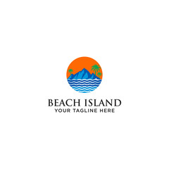 Beach And Island Logo Icon Design Template. - Vector