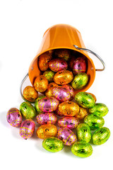seau d'oeufs en chocolat pour pâques