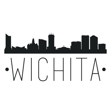 Wichita Kansas Skyline. Silhouette City Design Vector Famous Monuments.
