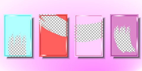 Vector collection of cards template.  Set of backgrounds with blurry frame and brushes. Vector illustrations for posters or postcards. Can be use for poster, banner, cards and etc. 