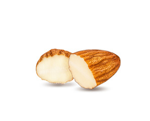 Almond isolated on white background with clipping path