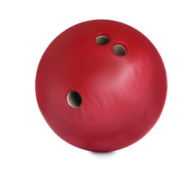 Modern red bowling ball isolated on white