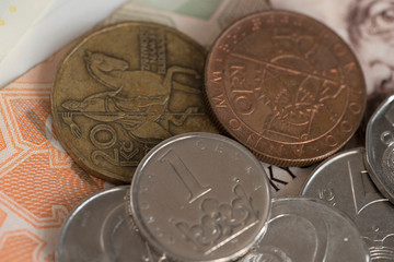 Czeskie korony waluta banknot i monety