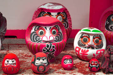 Japanese Daruma doll at Japanese shrine at Kada Wakayama Japan