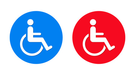 Wheelchair handicap icon flat trendy round button set
