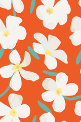 Plumeria flowers pastel orange pattern