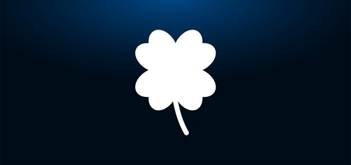 Lucky four leaf clover icon crystal blue banner background