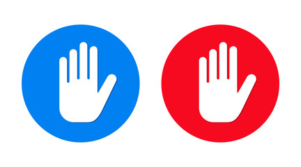 Stop hand icon flat trendy round button set