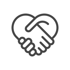 Business handshake / contract agreement line art vector icon for apps and websites. Vector illustration isolated on white background.