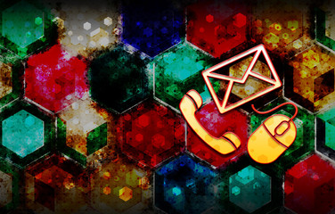 Contact icon abstract 3d colorful hexagon isometric design illustration background