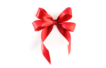 Red ribbon bow isolated with clipping path