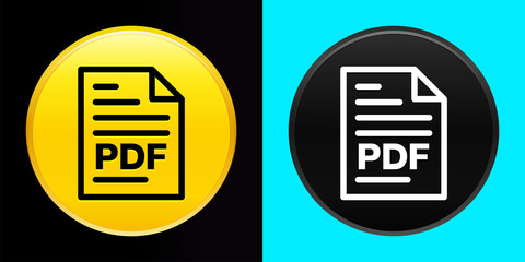 PDF document page icon flat exclusive button set