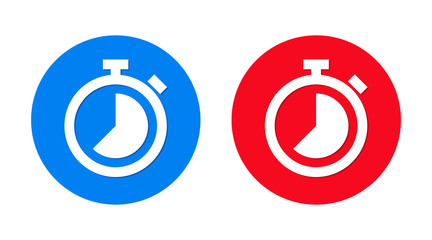 Stopwatch icon flat trendy round button set