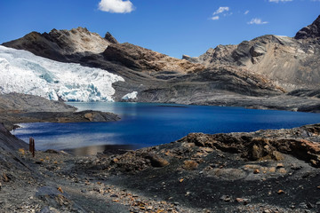 Pastoruri Glacier, at Huascaran National Park, Huaraz/Peru. Tropical glacier at 5200 meters above sea level