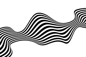 Abstract background with wavy, curved lines. Vector illustration of striped pattern with optical illusion