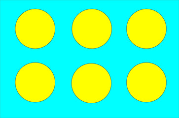 Geometric yellow circles and blue vibrant background. Gaming dice concepts.