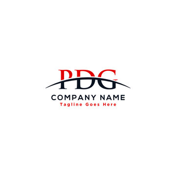 Initial letter PDG, overlapping movement swoosh horizon logo company design inspiration in red and dark blue color vector