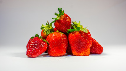 strawberries close-up on a white background