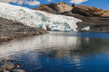 Pastoruri Glacier, at Huascaran National Park, Huaraz/Peru. Tropical glacier at 5200 meters above...