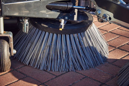 Utility Cleaning Equipment. Brush For Cleaning Sidewalks And Roadways