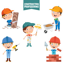 Cartoon Characters Of Construction Professions