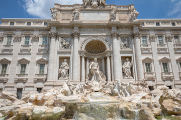 Panoramic view of Trevi Fountain in the Trevi district in Rome, Italy