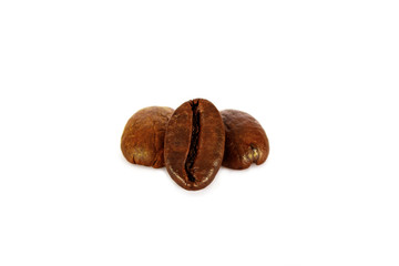 Coffee beans isolated on white background, clipping path, full depth of field.