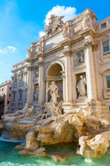 Fototapeta na wymiar Famous landmark fountain di Trevi in Rome, Italy during summer sunny day.