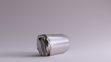 Silver Cylinder Crushed Sculpture 3d illustration 3d render	