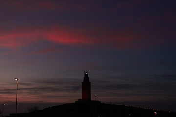 torre H&eacute;rcules sunset
