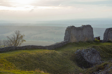 wall of medieval fortress ruins