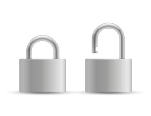 Set of realistic Padlocks isolated on white background. Vector illustration.