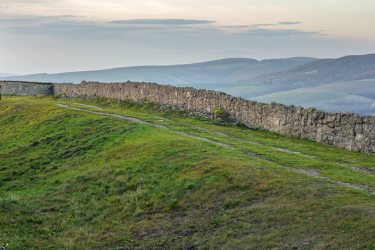 ruins of long wall of medieval stronghod